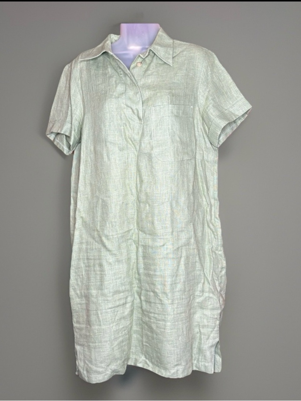 Vintage Y2K Harve Benard‎ Dress Women 12P Green Linen Cottage Coastal Organic